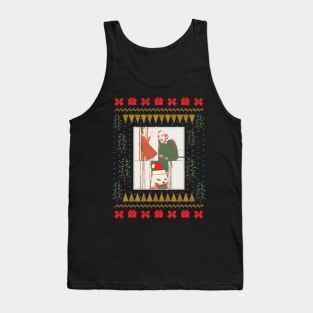 Table Cat Santa Hat Ugly Christmas Sweater Tank Top